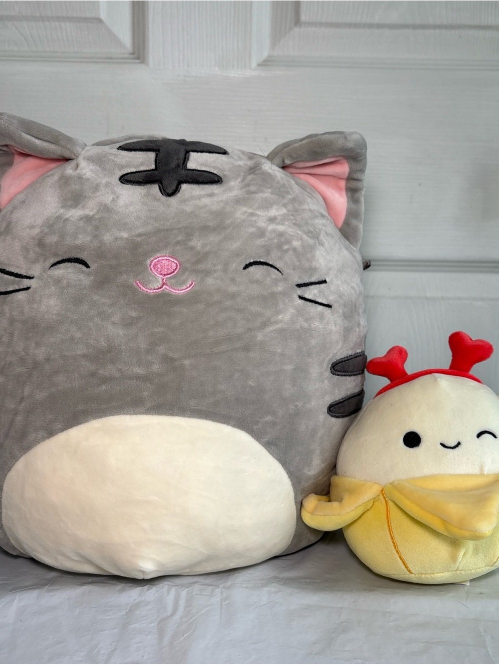 Squishmallow lot of 2 Junie the Banana 5.5” Tally the tabby cat 10.5”